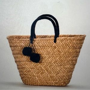 Kayu St Tropez Pom Pom straw tote